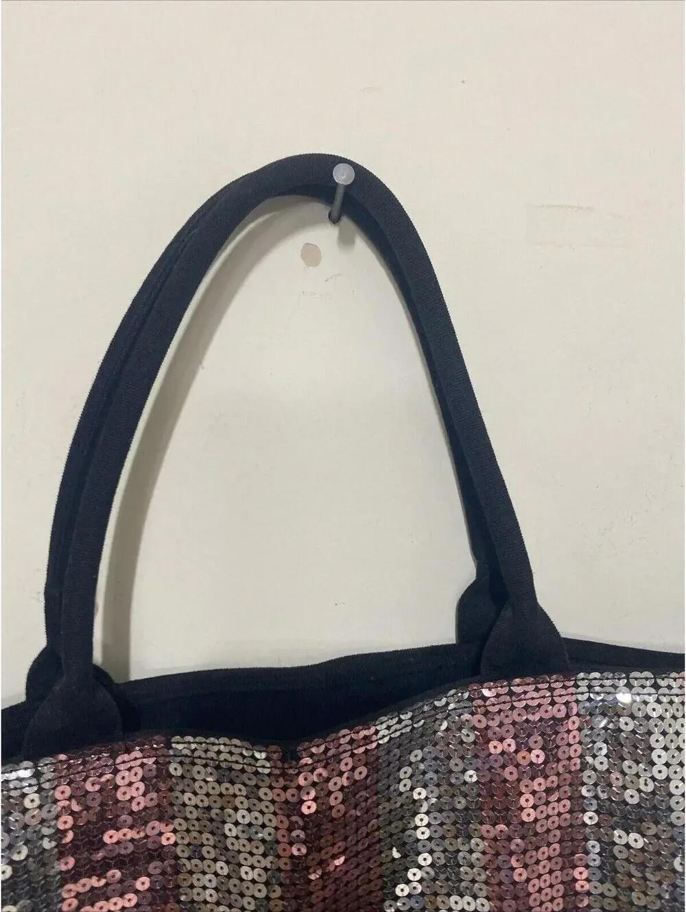 Victoria’s Secret Pink & Silver Sequin Stripe Weekender Tote Bag Limited Edition